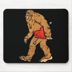 Bigfoot Sasquatch Heart With Arrow Funny Valentine Mouse Pad