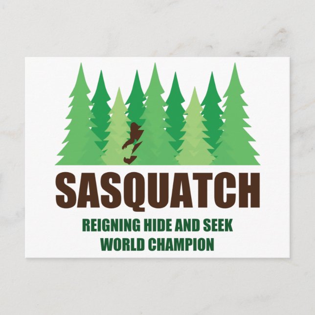Bigfoot Sasquatch Hide and Seek World Champion Postcard (Front)