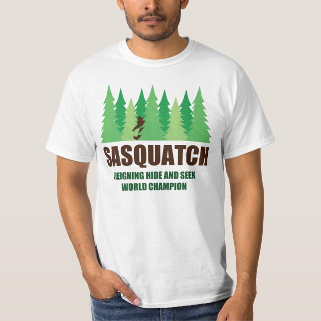 Bigfoot Sasquatch Hide and Seek World Champion T-Shirt (Front)