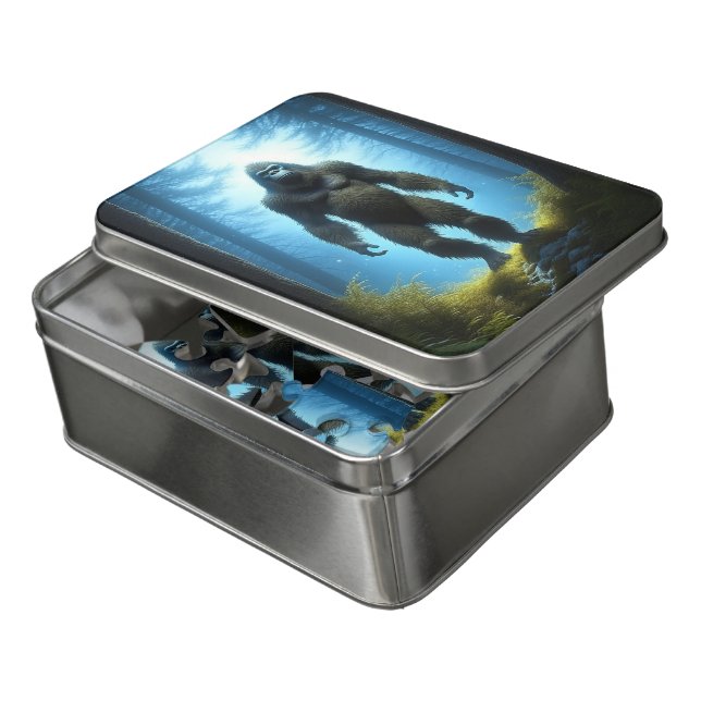 Bigfoot Sasquatch in the Woods  Jigsaw Puzzle (Lid Open)