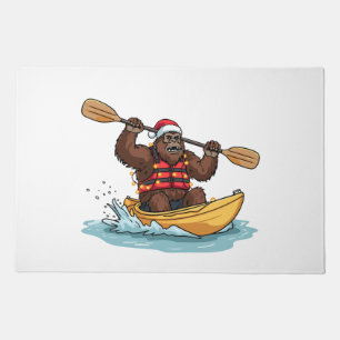 Bigfoot Sasquatch Kayaking Christmas Water Sport Doormat