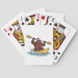 Bigfoot Sasquatch Kayaking Christmas Water Sport Poker Cards