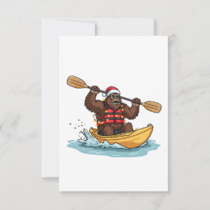 Bigfoot Sasquatch Kayaking Christmas Water Sport Thank You Card