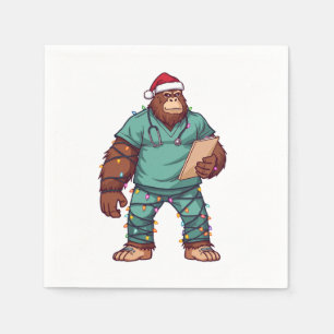 Bigfoot Sasquatch Nurse Christmas Healthcare Napkins
