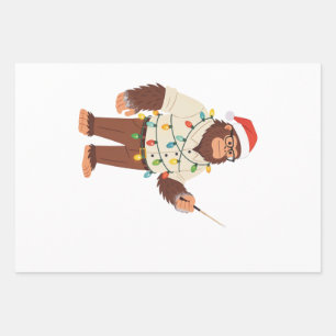Bigfoot Sasquatch Nurse Christmas Nursing  Wrapping Paper Sheets