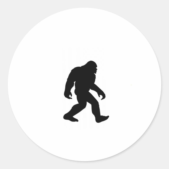 Bigfoot  Sasquatch Patriot American Flag Classic Round Sticker (Front)
