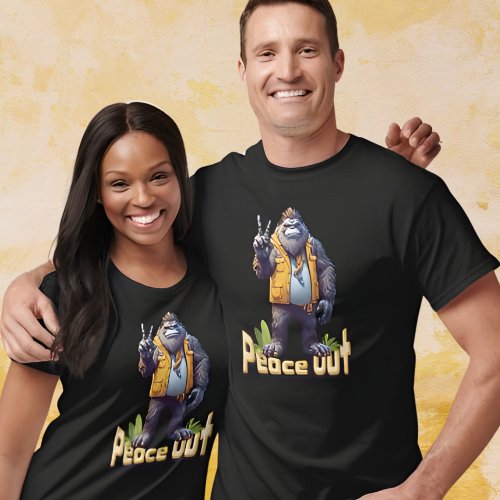 Bigfoot Sasquatch Peace Out T_Shirt