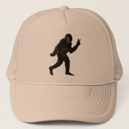 Bigfoot Sasquatch Peace Trucker Hat