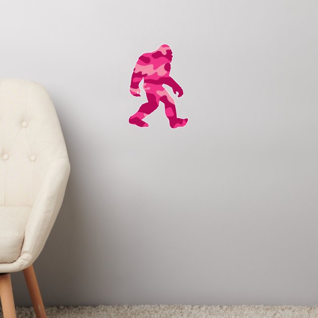 Bigfoot Sasquatch Pink Camo Wall Decal (Living Room 2)