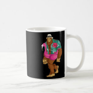Bigfoot Sasquatch Pink Flamingo Aloha Beach Hawaii Coffee Mug