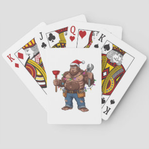Bigfoot Sasquatch Plumber Christmas 2026 Holiday Poker Cards