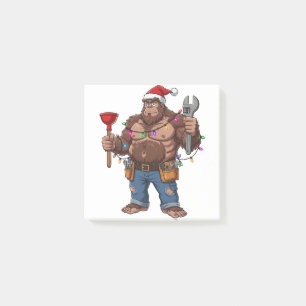Bigfoot Sasquatch Plumber Christmas 2026 Holiday Post-it Notes