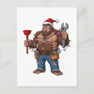 Bigfoot Sasquatch Plumber Christmas 2026 Holiday Postcard