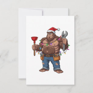 Bigfoot Sasquatch Plumber Christmas 2026 Holiday Thank You Card