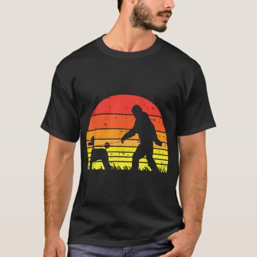 Bigfoot Sasquatch Poodle Sunset Retro Dog Lover Ow T_Shirt