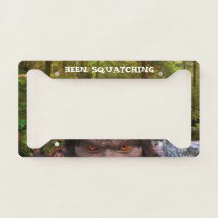 BIGFOOT SASQUATCH RED ORANGE EYES, BEEN SQUATCHIN LICENSE PLATE FRAME