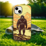 Bigfoot Sasquatch Retro Art Personalized Samsung Galaxy S22 Case<br><div class="desc">Retro Bigfoot or Sasquatch standing on a rock in front of  pine trees and a mountains sunset. Done in vintage colors orange,  yellow and brown.</div>