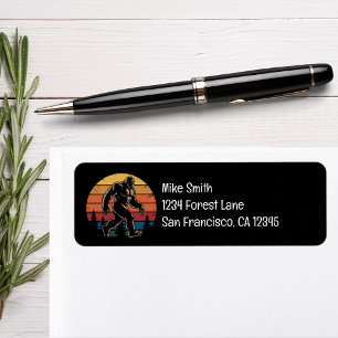 BigFoot Sasquatch Retro Sunset Forest Address  Label