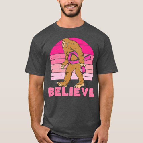 Bigfoot Sasquatch Ribbon Believe T_Shirt