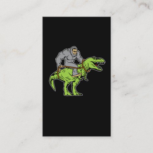 Bigfoot Sasquatch Riding Dinosaur T rex Business Card