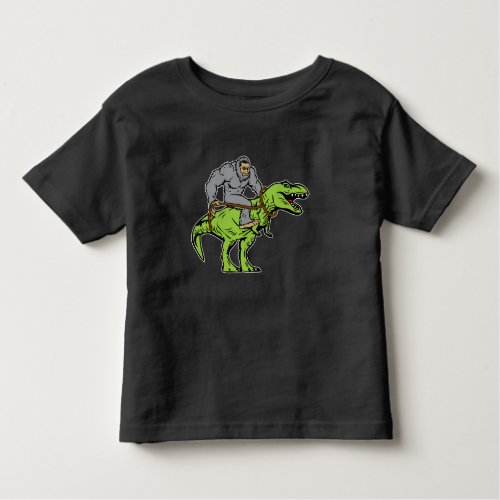 Bigfoot Sasquatch Riding Dinosaur T rex Toddler T_shirt