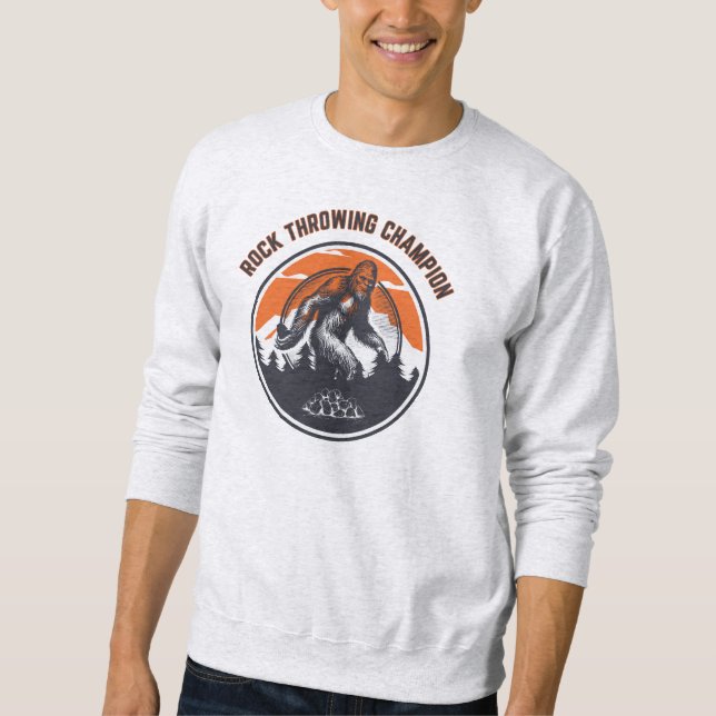 bigfoot sasquatch rock throwing champion sweatshirt (Front)