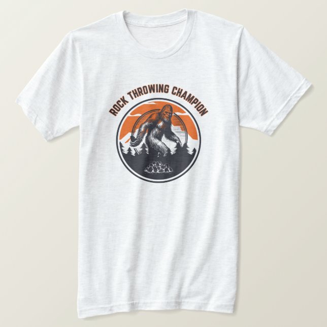 bigfoot sasquatch rock throwing champion T-Shirt (Design Front)