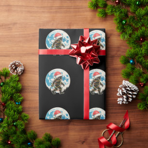 Bigfoot Sasquatch Santa Moon Christmas Lights Xmas Wrapping Paper