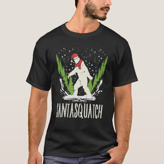 Bigfoot Sasquatch Santa Squatch Christmas Xmas Paj T-Shirt (Front)