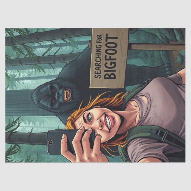 Bigfoot Sasquatch Selfie Decoupage Tissue Paper (Front)