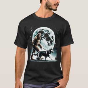 Bigfoot Sasquatch Siberian Husky Walking Dog T-Shirt