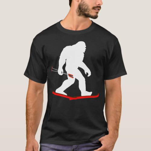 Bigfoot Sasquatch Ski T_Shirt