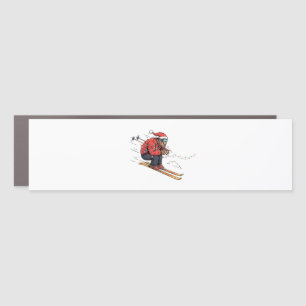 Bigfoot Sasquatch Skiing Christmas Ice Skiing Car Magnet