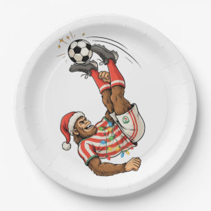 Bigfoot Sasquatch Soccer Christmas Holiday Sport Paper Plates