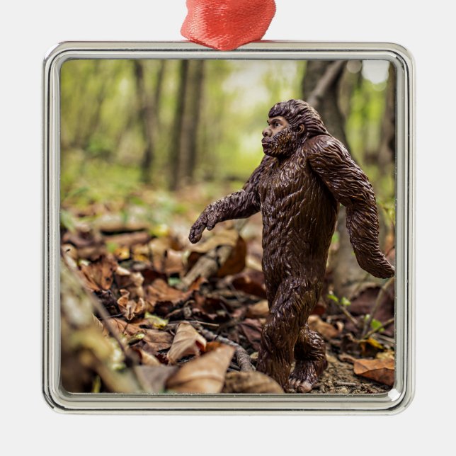 Bigfoot | Sasquatch Square Metal Christmas Ornamen Metal Ornament (Front)