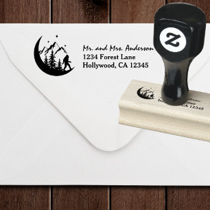 BigFoot Sasquatch Squatchy Forest Mountains Moon Rubber Stamp