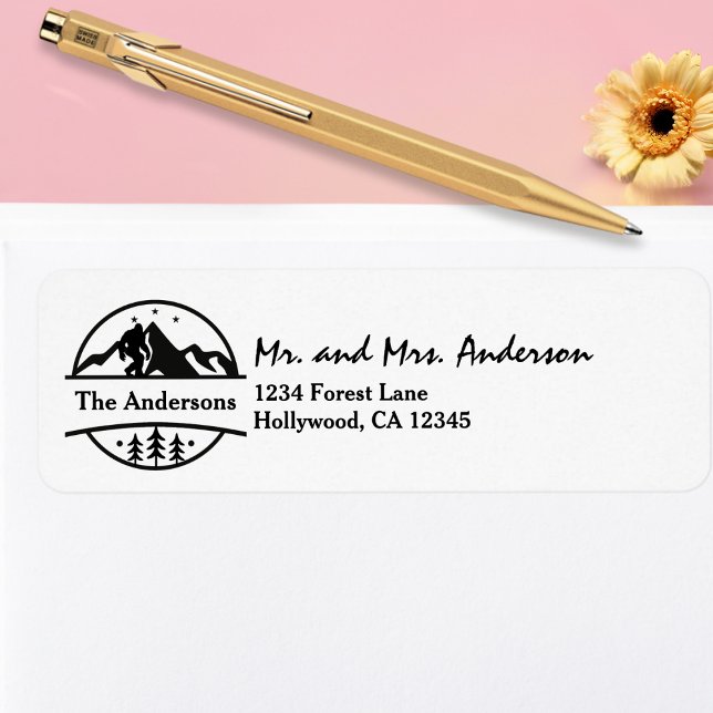 BigFoot Sasquatch Squatchy Forest Mountains Simple Label (Creator Uploaded)