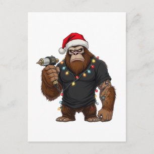 Bigfoot Sasquatch Tattoo Artist Christmas Postcard