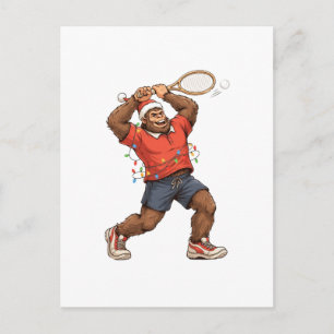 Bigfoot Sasquatch Tennis Christmas 2026 Holiday   Announcement Postcard