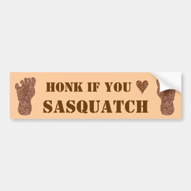 Bigfoot Sasquatch Track Honk If You Heart Bumper Sticker (Front)