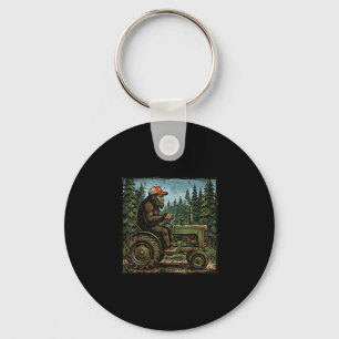 Bigfoot sasquatch tractor funny farm farmer men keychain