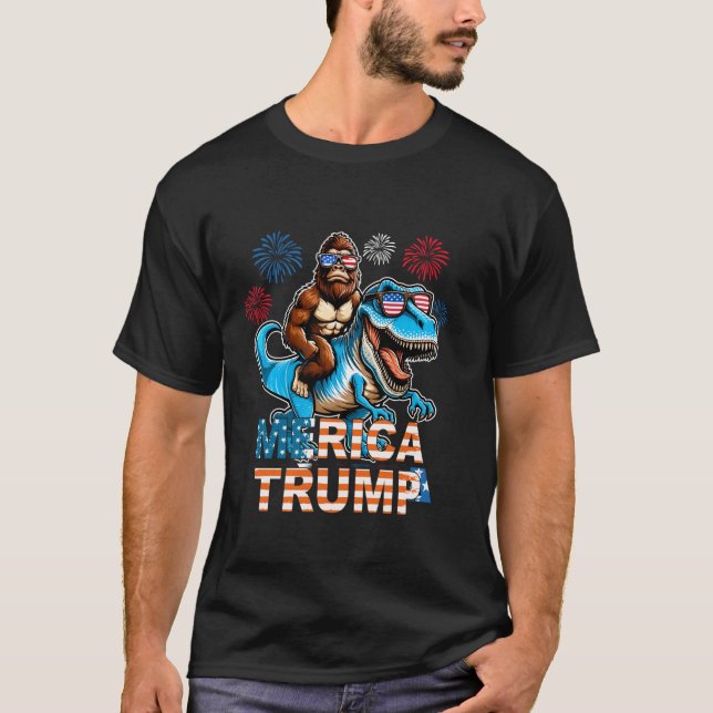 Bigfoot Sasquatch Trump Biden 2024 Presidential El T-Shirt (Front)