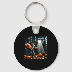 Bigfoot Sasquatch Turkey Ufos Funny Thanksgiving D Keychain