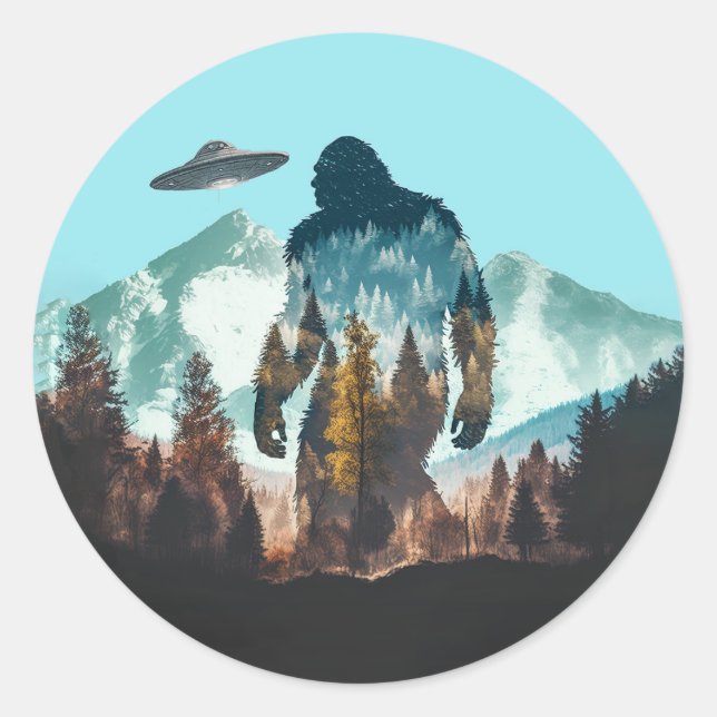 Bigfoot Sasquatch UFO Stickers (Front)