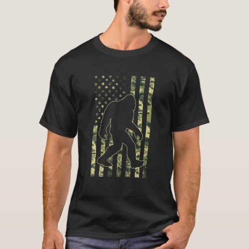 Bigfoot Sasquatch USA Camouflage American Flag T_Shirt