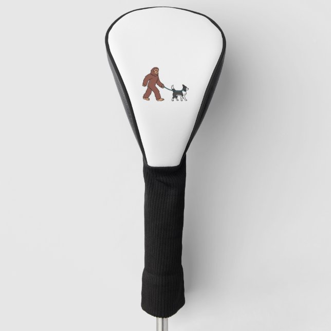 Bigfoot Sasquatch Walking Border Collie Golf Head Cover (Front)