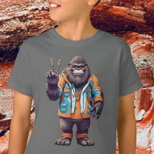 Bigfoot Sasquatch with Peace Sign T-Shirt