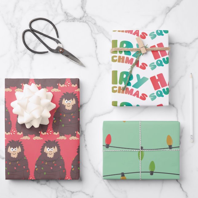 Bigfoot Sasquatch Wrapping Paper Sheets (Front)