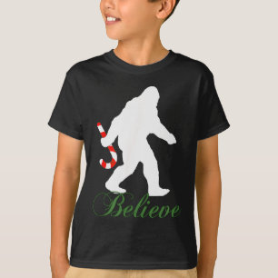 Bigfoot Sasquatch Yeti Believe Candy Cane Christma T-Shirt