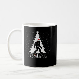 Bigfoot Sasquatch Yeti Believe santa hat Christmas Coffee Mug